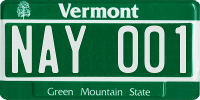 VT license plate NAY001