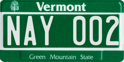 VT license plate NAY002