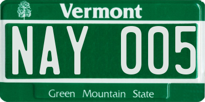 VT license plate NAY005