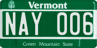 VT license plate NAY006