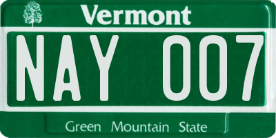 VT license plate NAY007