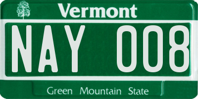 VT license plate NAY008