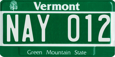 VT license plate NAY012