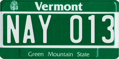 VT license plate NAY013