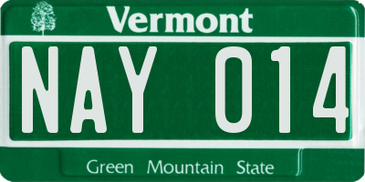 VT license plate NAY014