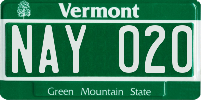 VT license plate NAY020