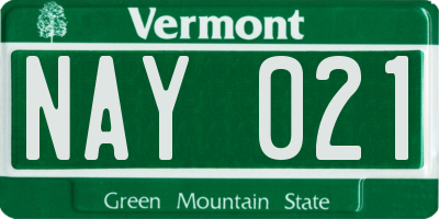 VT license plate NAY021