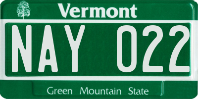 VT license plate NAY022