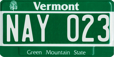 VT license plate NAY023
