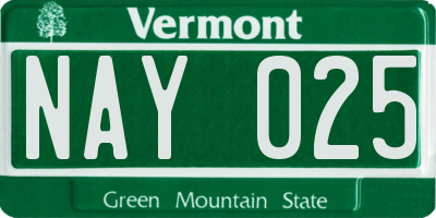 VT license plate NAY025