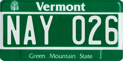 VT license plate NAY026