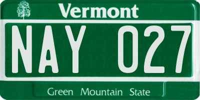 VT license plate NAY027