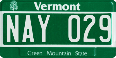 VT license plate NAY029