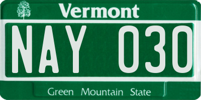 VT license plate NAY030