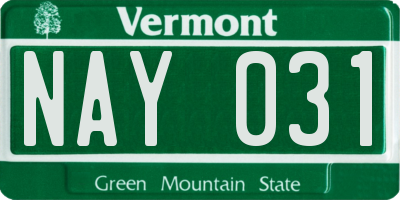VT license plate NAY031