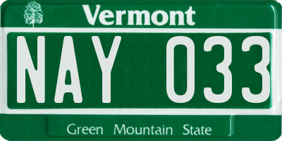 VT license plate NAY033