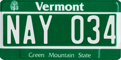 VT license plate NAY034