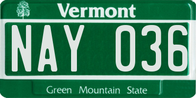 VT license plate NAY036