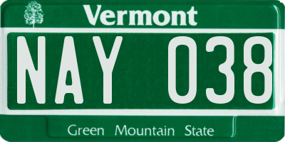 VT license plate NAY038