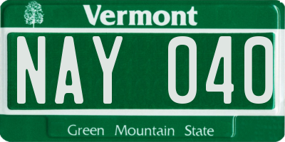 VT license plate NAY040