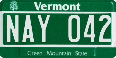 VT license plate NAY042
