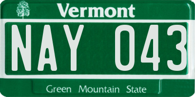 VT license plate NAY043