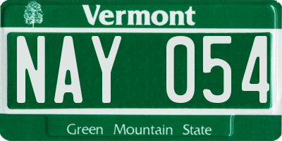 VT license plate NAY054
