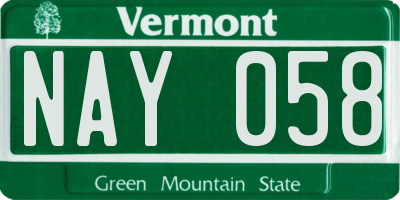 VT license plate NAY058