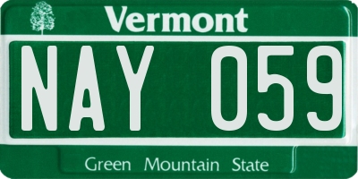 VT license plate NAY059