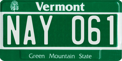 VT license plate NAY061