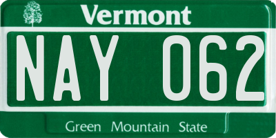 VT license plate NAY062