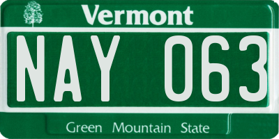 VT license plate NAY063