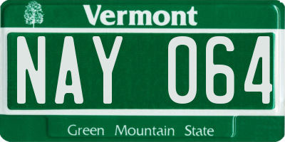 VT license plate NAY064