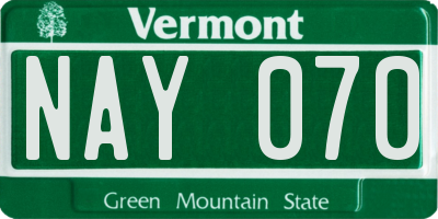 VT license plate NAY070
