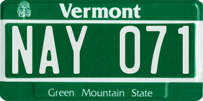 VT license plate NAY071