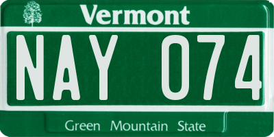 VT license plate NAY074