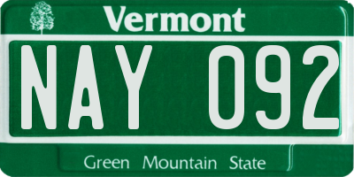 VT license plate NAY092