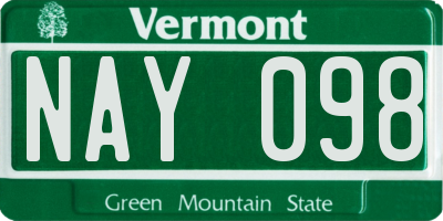 VT license plate NAY098