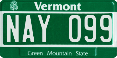 VT license plate NAY099