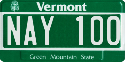 VT license plate NAY100