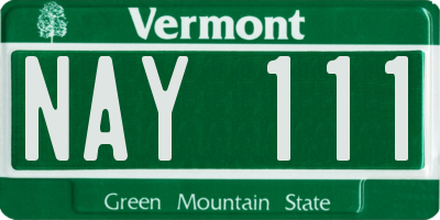 VT license plate NAY111