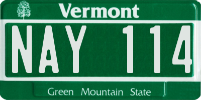 VT license plate NAY114