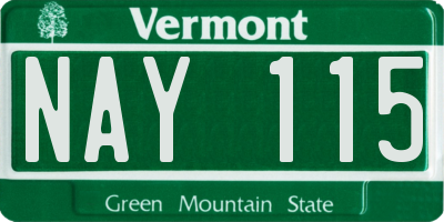 VT license plate NAY115