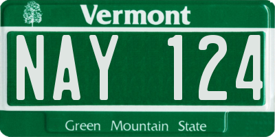 VT license plate NAY124