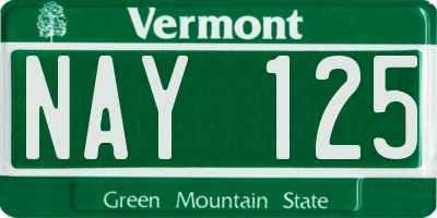 VT license plate NAY125