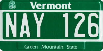 VT license plate NAY126