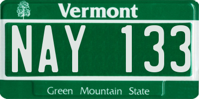 VT license plate NAY133