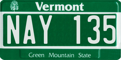 VT license plate NAY135