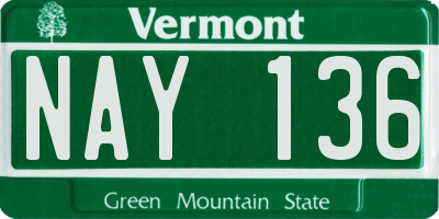 VT license plate NAY136