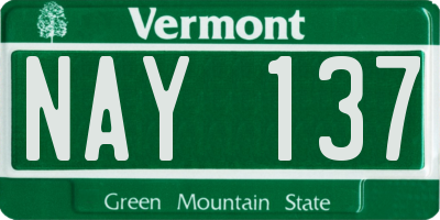 VT license plate NAY137